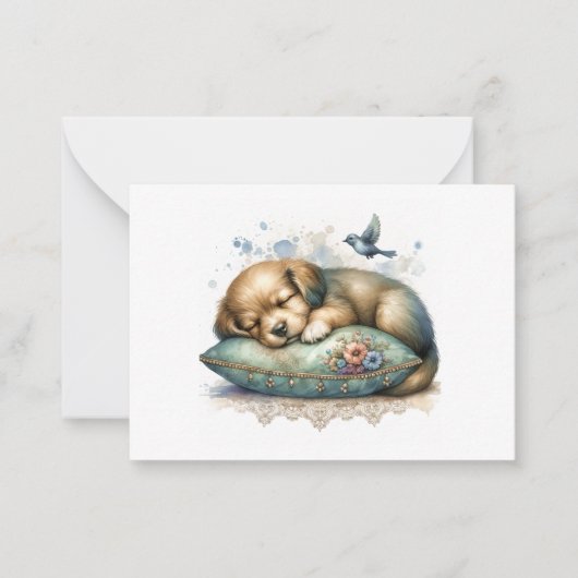 Carte De Correspondance Chiot mignon et reposant (Devant)
