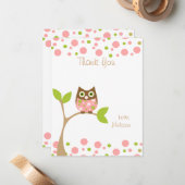 Carte De Correspondance Chouette-bébé rose (Devant/Arrière en situation)