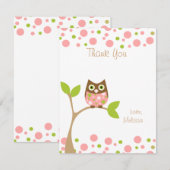 Carte De Correspondance Chouette-bébé rose (Devant / Derrière)