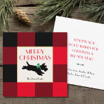 Carte De Correspondance Christmas Scotty Chien Buffalo Plaid Red Flat<br><div class="desc">carte pour notes de Noël de style vintage avec illustration de scottie dog festive,  et motif traditionnel Buffalo Plaid chèque en rouge et noir. Le texte à l'avant et à l'arrière peut être customisé.</div>