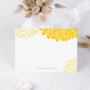 Carte De Correspondance Chrysanthèmes jaune blanc Papeterie personnalisée