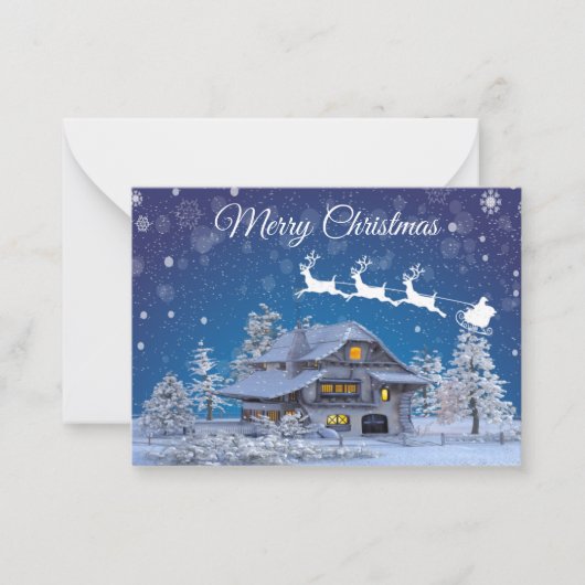 Carte De Correspondance Chute de neige à Noël (Devant)