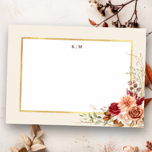 Carte De Correspondance Chute dorée Terracotta Floral