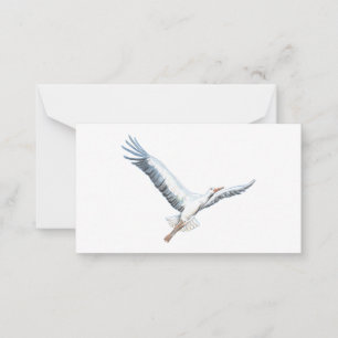 Carte De Correspondance cigogne blanche volant
