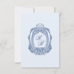 Carte De Correspondance Cimier baroque Paraphe bleu Mariage
