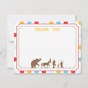 Carte De Correspondance Circus Party Flat Remerciements Note
