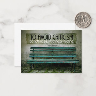 Carte De Correspondance Citation inspirante d'Elbert Hubbard "Critique"
