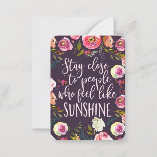 Carte De Correspondance Citation Sunshine, Boho Inspirant Motivationnel (Devant)