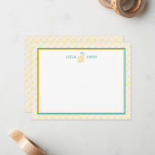 Carte De Correspondance Citron frais jaune et vert (Devant/Arrière en situation)