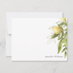Carte De Correspondance Citrons et feuillage gris foncé Fille Aquarelle
