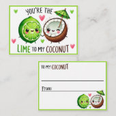 Carte De Correspondance Citrons Kawaii Mignons et Noix de Coco (Devant / Derrière)