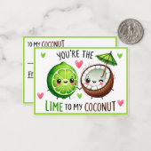 Carte De Correspondance Citrons Kawaii Mignons et Noix de Coco (Devant/Arrière en situation)
