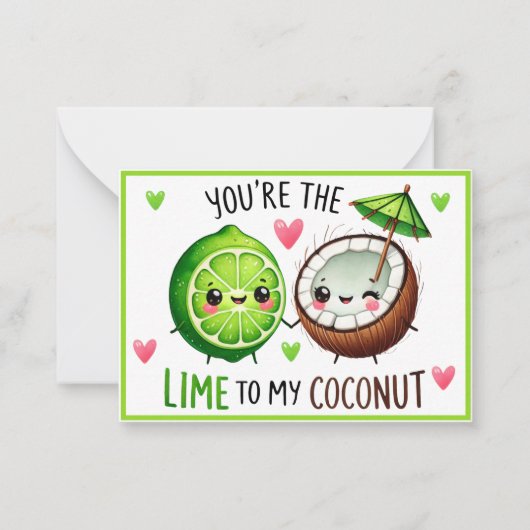 Carte De Correspondance Citrons Kawaii Mignons et Noix de Coco (Devant)