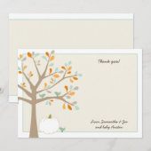 Carte De Correspondance Citrouille blanc baby shower d'automne merci notes (Devant / Derrière)