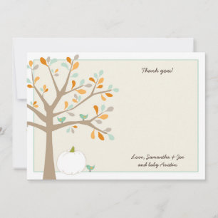 Carte De Correspondance Citrouille blanc baby shower d'automne merci notes