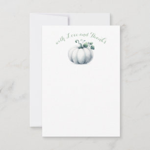 Carte De Correspondance Citrouille blanc Merci note - Baby shower d'automn
