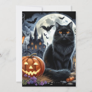 Carte De Correspondance Citrouille de chat noir Halloween