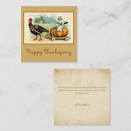 Carte De Correspondance Citrouille et Bon thanksgiving de fruits rétro élé (Devant / Derrière)