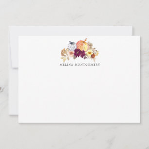 Carte De Correspondance Citrouille et fleurs tombent personnalisées