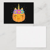 Carte De Correspondance Citrouille licorne mignonne Halloween Thanksgiving (Devant / Derrière)