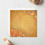 Carte De Correspondance Citrouilles d'automne et illustration du feuillage (Devant/Arrière en situation)