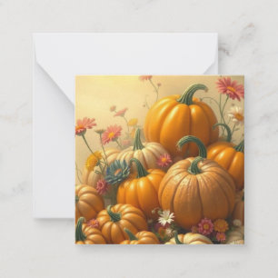 Carte De Correspondance Citrouilles Florales Douces