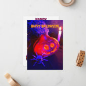 Carte De Correspondance Citrouilles Halloween au néon (Devant/Arrière en situation)
