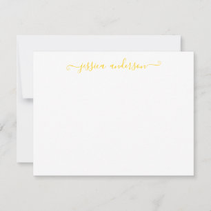 Carte De Correspondance Clair Moderne Élégant Sunny Golden Jaune Script