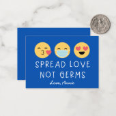 Carte De Correspondance Classe Emoji Valentine - Bleu (Devant/Arrière en situation)