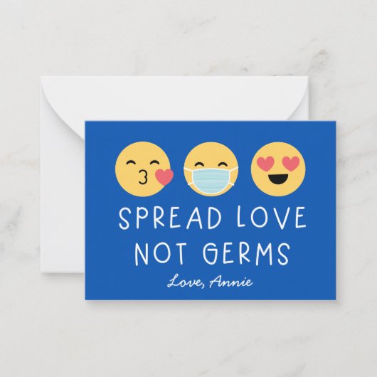 Carte De Correspondance Classe Emoji Valentine - Bleu (Devant)