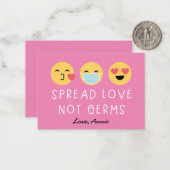 Carte De Correspondance Classe Emoji Valentine - Rose (Devant/Arrière en situation)