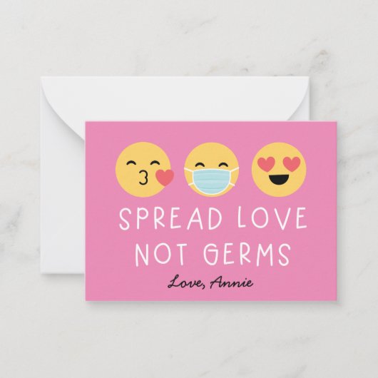 Carte De Correspondance Classe Emoji Valentine - Rose (Devant)