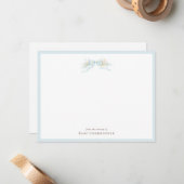 Carte De Correspondance Classic Blue Bow Nursery Note Card – Personalized (Devant/Arrière en situation)