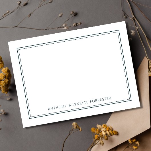 Carte De Correspondance Classic Double Bordure Peacock Vert