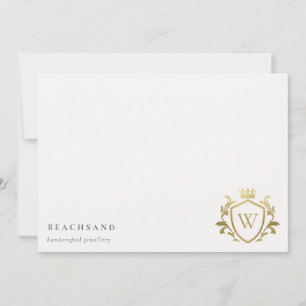 Carte De Correspondance Classic Elegant Monogramme Or Floral Couronne Cres
