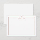 Carte De Correspondance Classic Initial Monogram Red Border Stationery (Devant / Derrière)