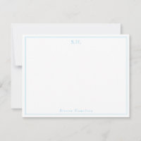 Classic Light Baby Blue Monogramme Nom Minimaliste