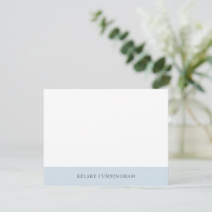 Carte De Correspondance Classic Light Blue Color Block Name Flat Note Card