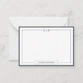 Carte De Correspondance Classic Monogram Navy Blue Border Stationery (Devant)