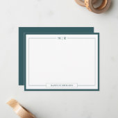 Carte De Correspondance Classic Monogram Smoke Green Border Stationery (Devant/Arrière en situation)