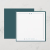 Carte De Correspondance Classic Monogram Smoke Green Border Stationery (Devant / Derrière)