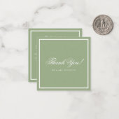 Carte De Correspondance Classic Sage Green Border Script Wedding Thank You (Devant/Arrière en situation)