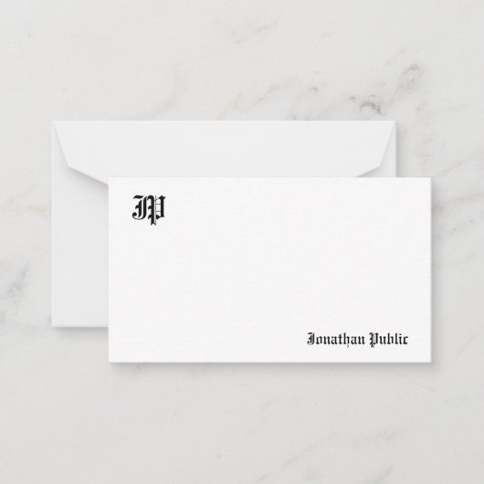 Carte De Correspondance Classic Vieux Anglais Calligraphie Monogramme (Devant)