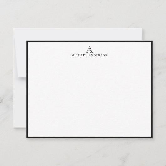 Carte de correspondance classique à monogramme ini (Devant)