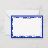 Carte De Correspondance Classique bleu marine bordure et points monogrammé (Devant)