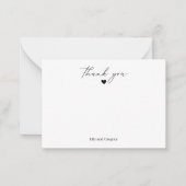 Carte De Correspondance Classique Cœur Script Blanc Noir Merci (Devant)