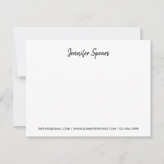 Carte De Correspondance Classique Cute Professionnel Écrit À La Main Noir (Devant)