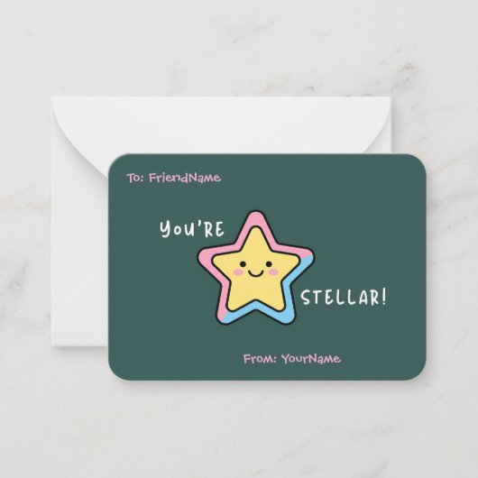 Carte De Correspondance Classroom Valentines Card – You’re Stellar (Devant)
