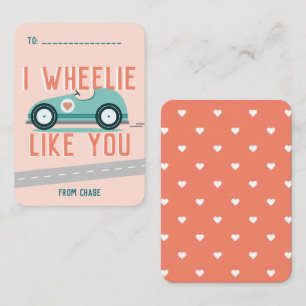 Carte De Correspondance Classroom Valentine's Day Race Car Wheelie Card