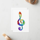 Carte De Correspondance Clé de musique arc-en-ciel (Devant/Arrière en situation)